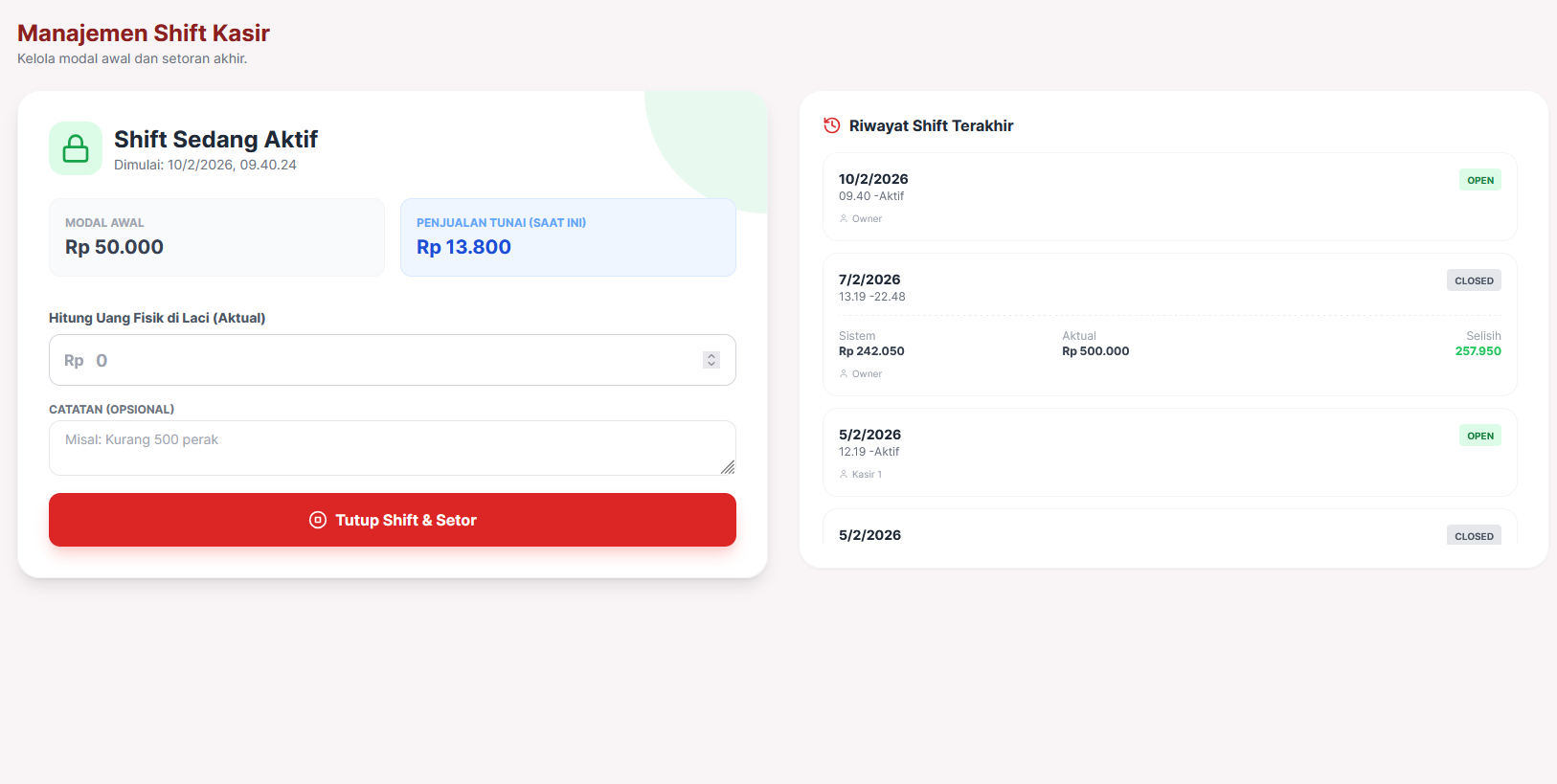 Almon Shift Management